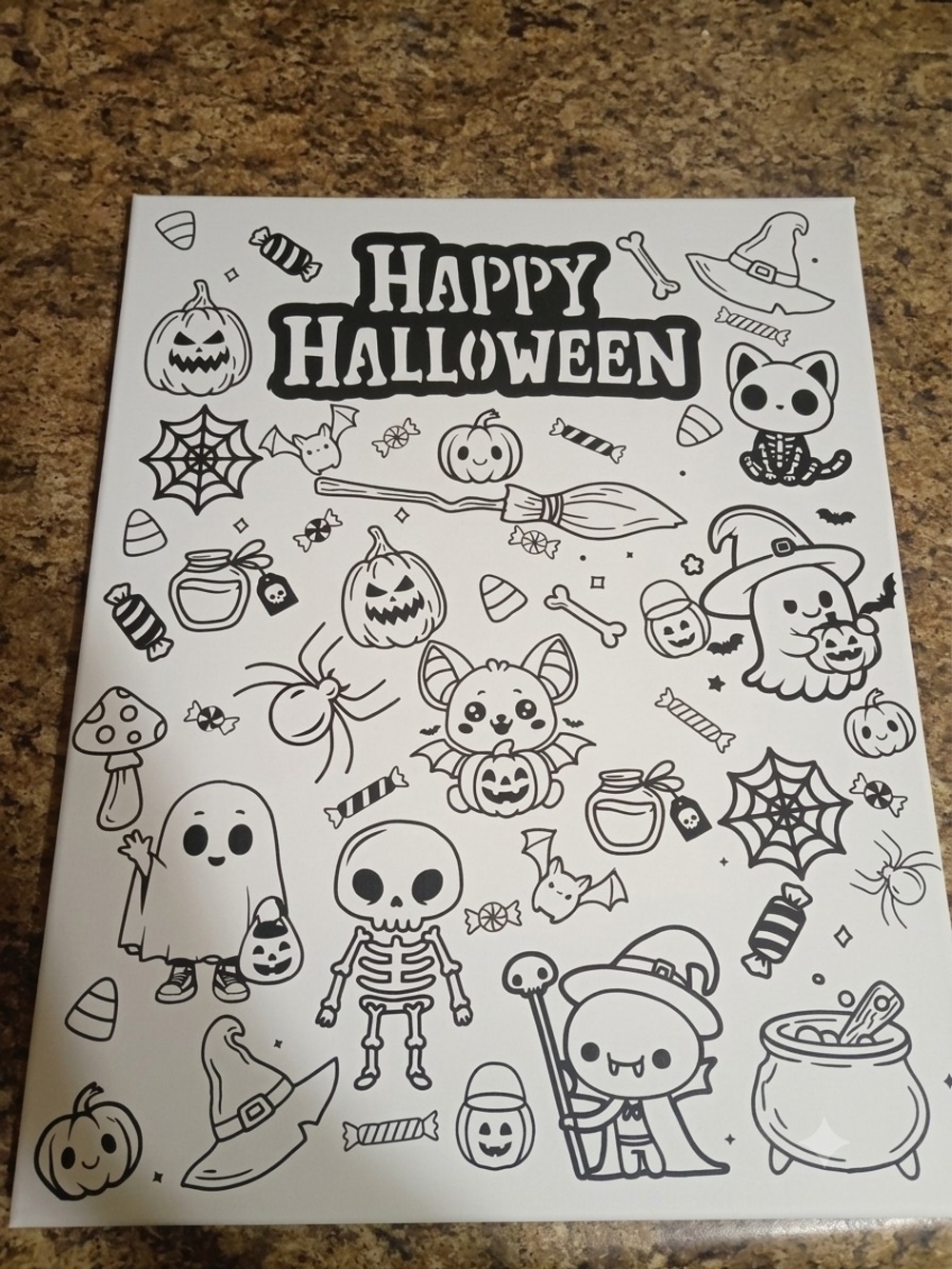 Halloween Coloring Canvas. Paint or use markers great for any age. 8x11